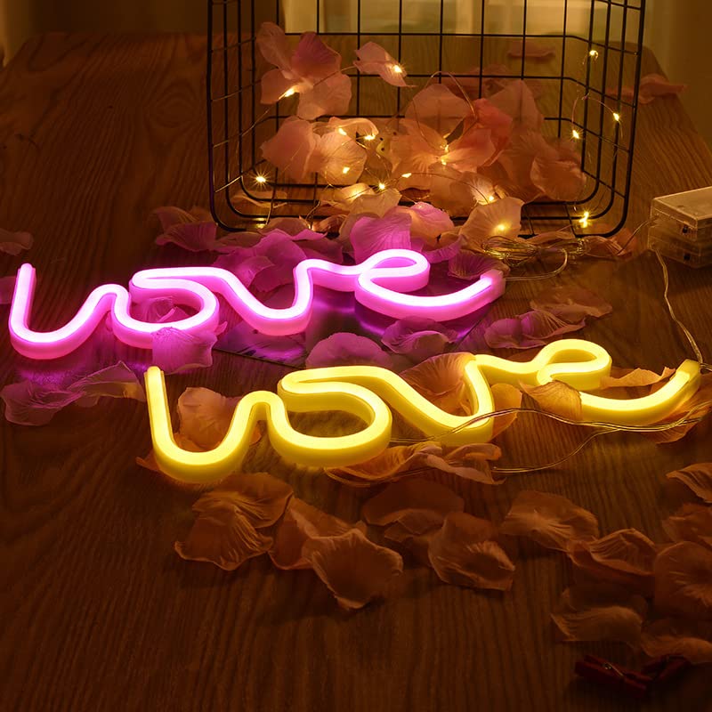 Scritta Luminosa da Muro Pannello Love Bis a Neon Arredo Moderno
