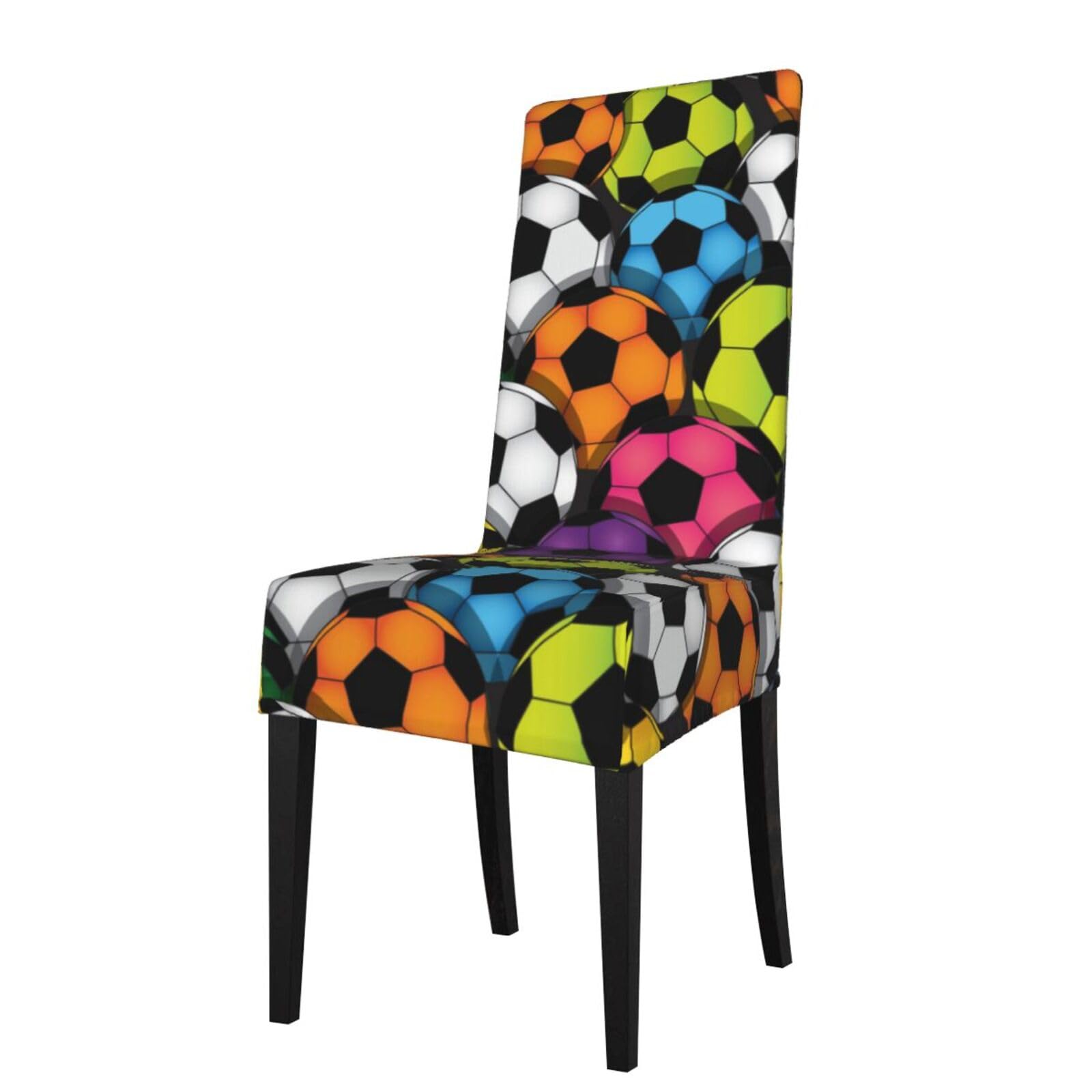 LKYMOH Soccer Colorful, Chair Covers Stretch Chair Slipcovers for Dining Room, for Party Pet Protection Universal Fit Soft Polyester