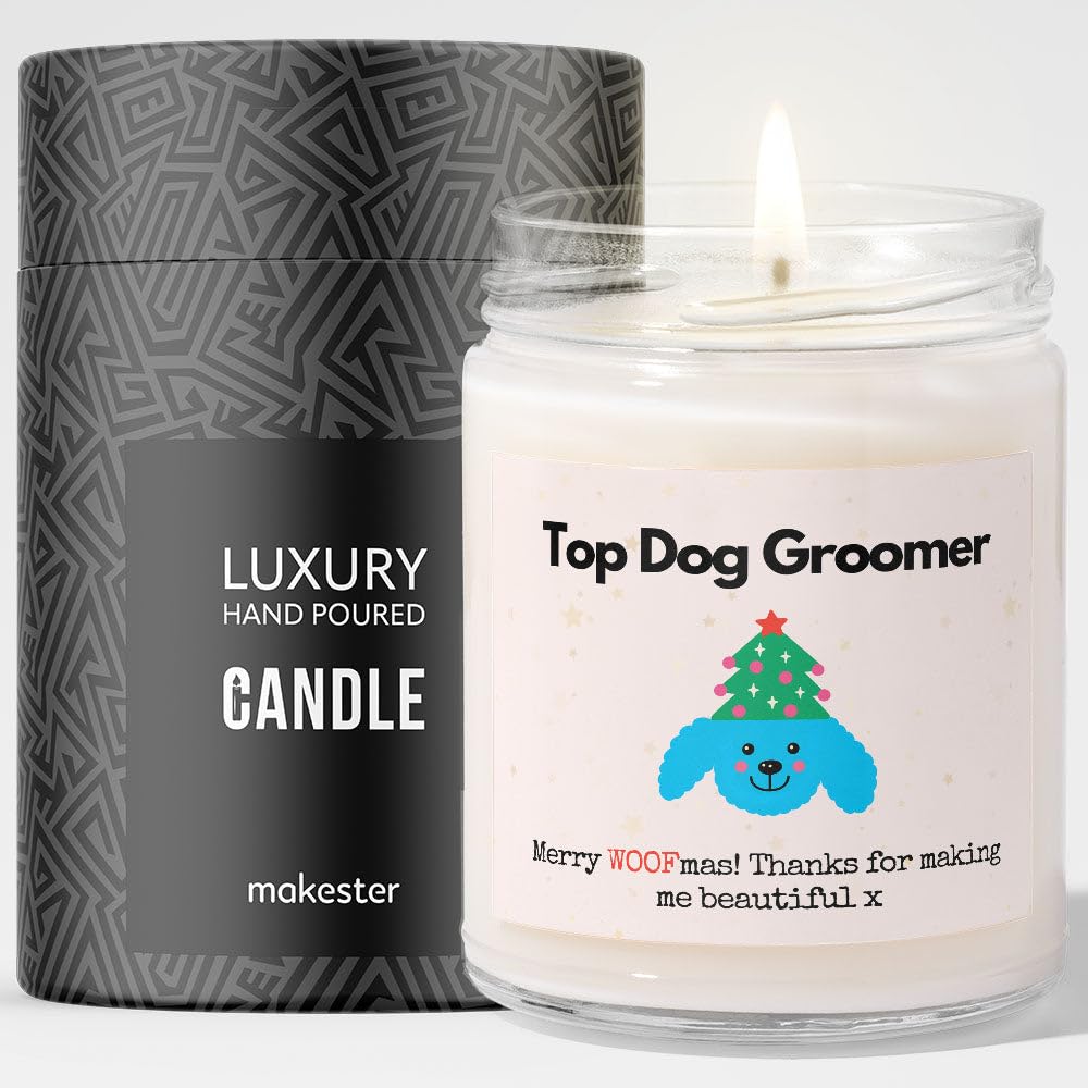 Dog Groomer Gifts - Luxury Soy Wax Candle - Vanilla, Jasmine, Sugared Almond - Makester
