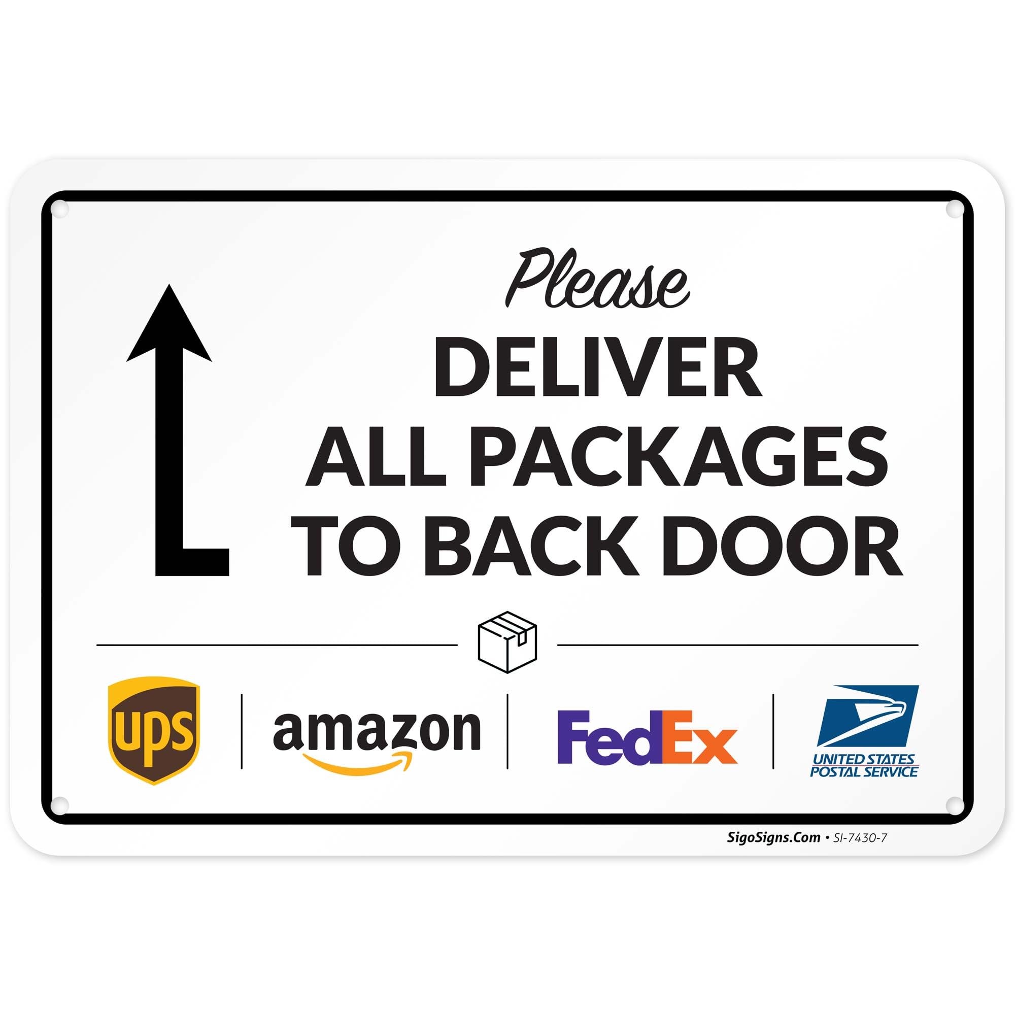 Package Delivery Sign, Delivery Instructions All Package to Back Door Sign,