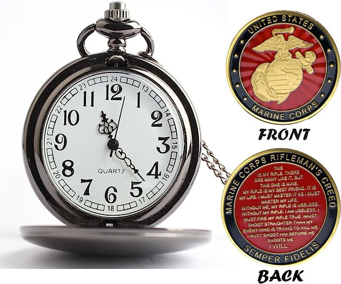 Image of Gifts for Veterans,Pocket Watch for Veterans with Military ChanllengCoin,Best Veterans Day Gifts