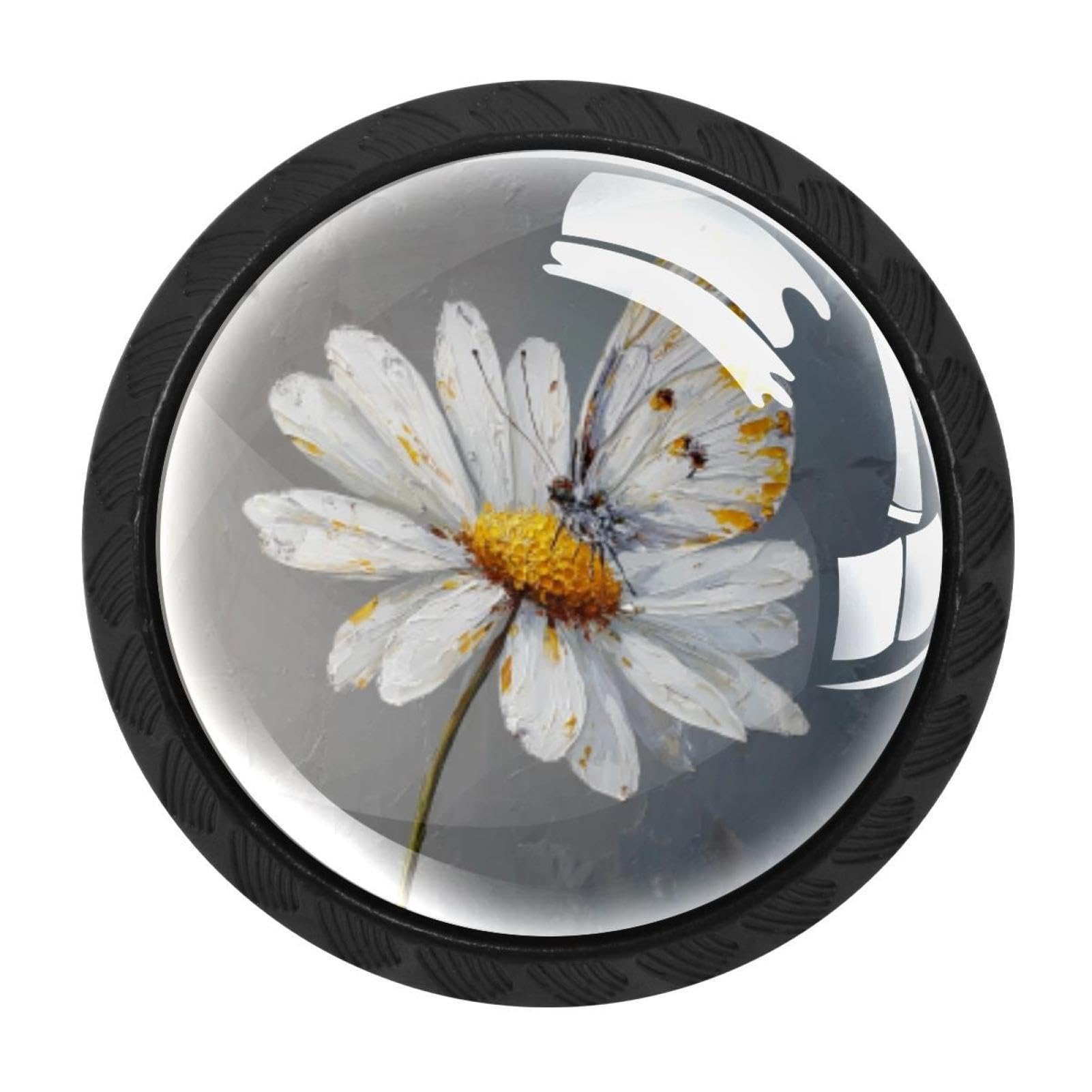 Chenzzzz Multicolored 02 4 Pack Daisy Butterfly (1) Kitchen Cabinet Knobs Drawer Knobs Door Dresser Handles For Personalized Gifts Great For Any Occasion