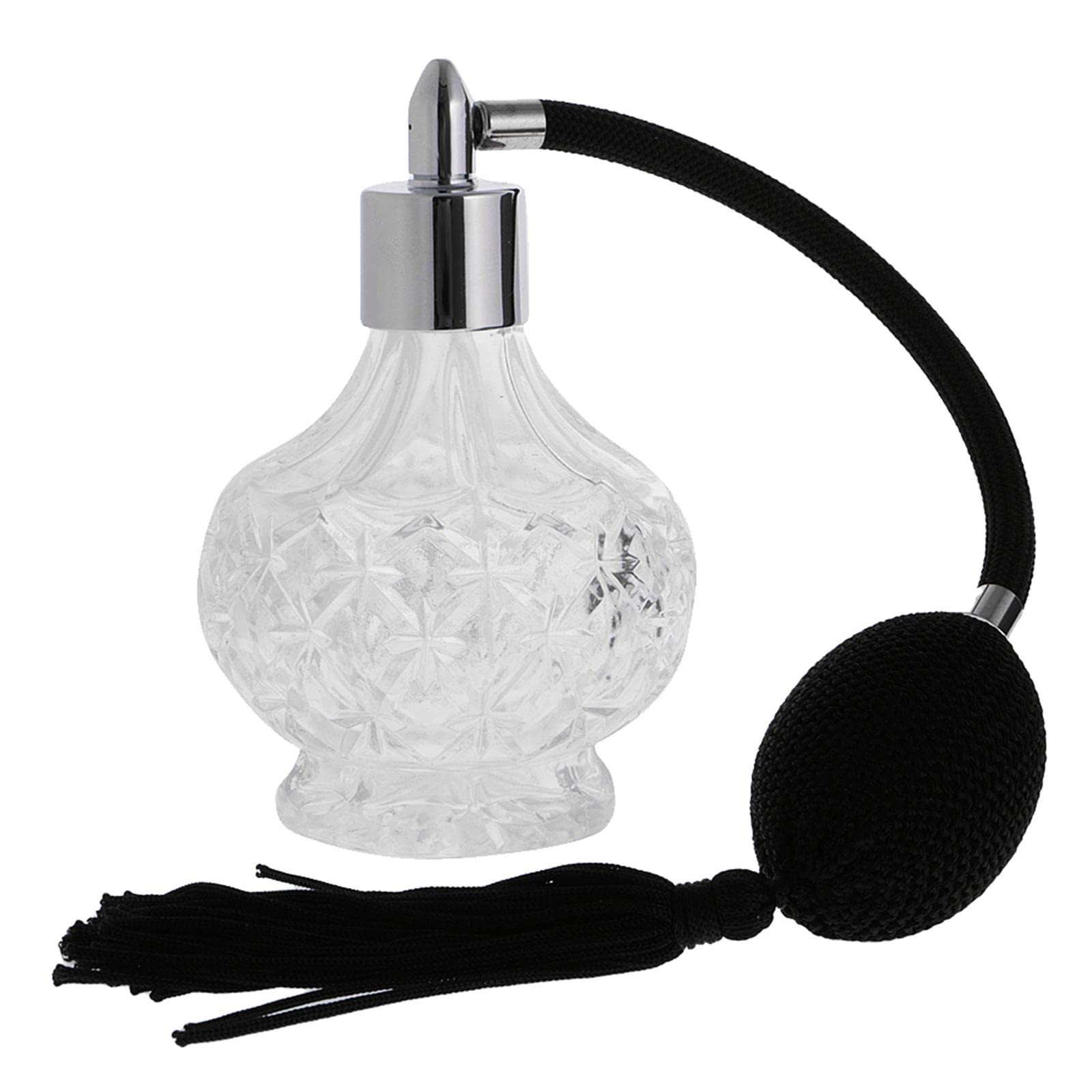 Parfümflasche Kristallparfümsprühflasche Nachfüllbare Glasflakon Zerstäuber Metallverschluss 100ml für Schlafzimmer Wohnzimmer Geschenk, Schwarz