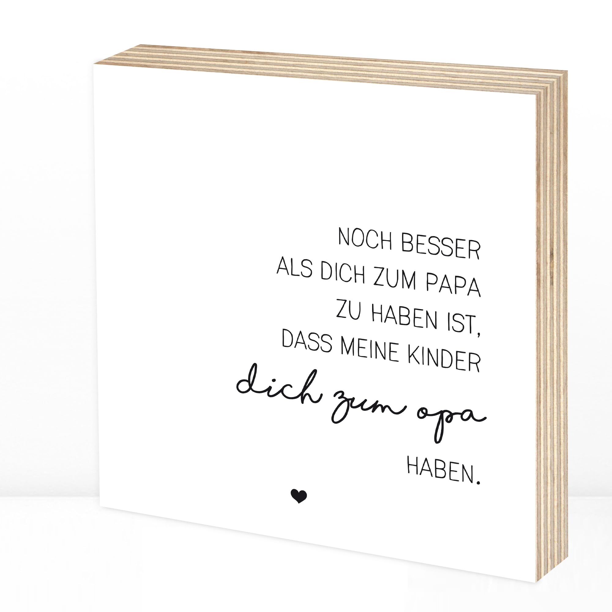 Wunderpixel® Holzbild Bester Papa, bester Opa - 15x15x2cm zum Hinstellen/Aufhängen, echter Fotodruck mit Spruch auf Holz - schwarz-weißes Wand-Bild Aufsteller zur Dekoration oder Geschenk-Idee