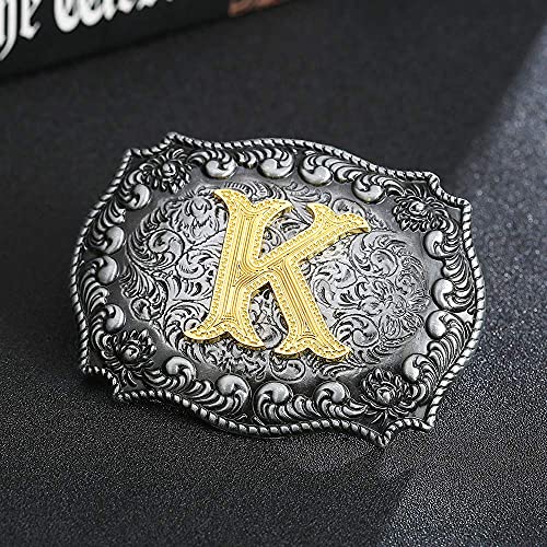 Image of HUABOLA CALYN Belt Buckle Men, Western Cowboy Rodeo Small Alphabet Letter ABCDMRJ to Z Initial Belt Buckles for Women
