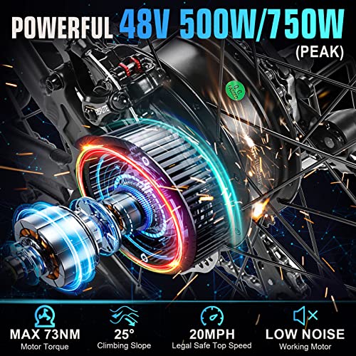 Ancheer 500W Electric Bike 27.5'' Adults Electric Commuter Bike/Electric Mountain Bike, 3 Hours Fast Charge, 48V Class 2 Ebike With Removable 10.4Ah Battery, Colorful Lcd Display, 21 Speed Gears #TOP2