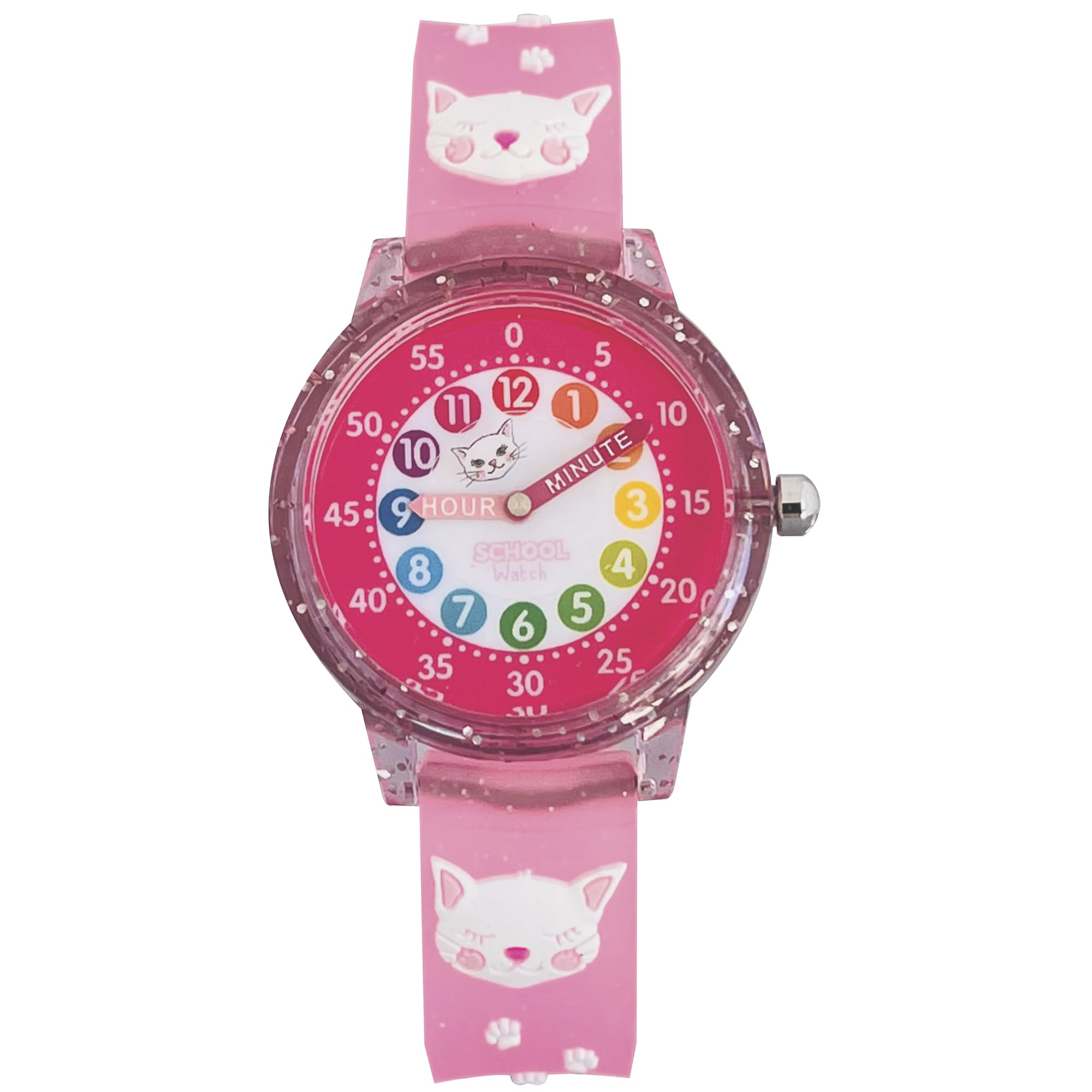 Time Teacher Color Watch - Unicorn, Butterflies and Kitty - Analog First Watch - Easy-to-Read Dial - Hypoallergenic 3D Band for Kids, Children and Girls