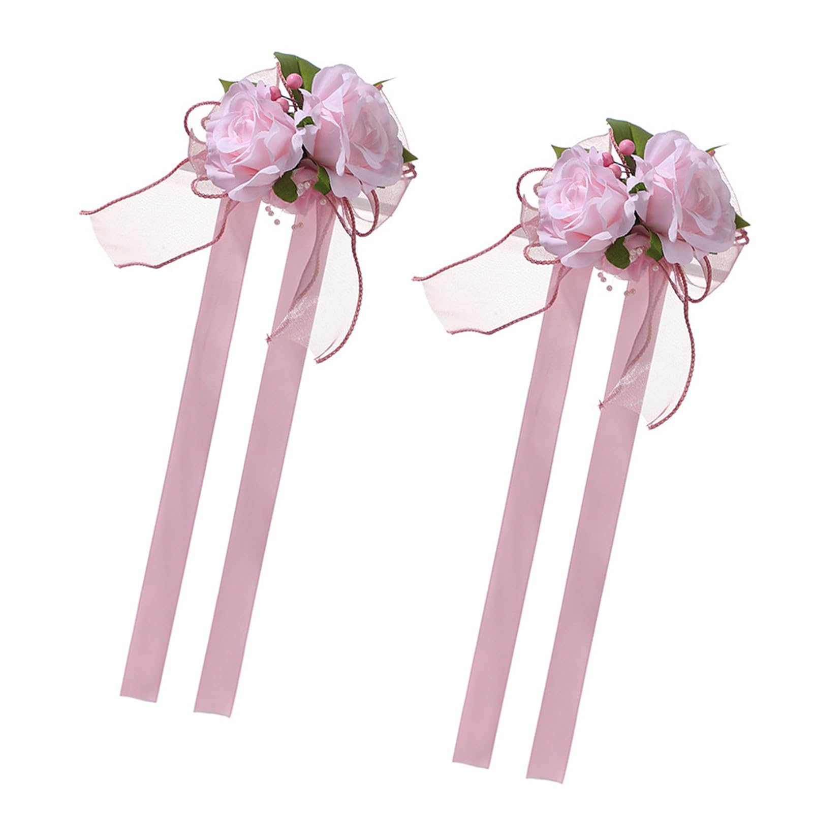 Woedpez Artificial Floral Boutonniere & Wrist Corsage Combo for Bridal Party Prom Dinner Ceremonies Wedding Wrist Flower Silk Ribbon Bridal Photography