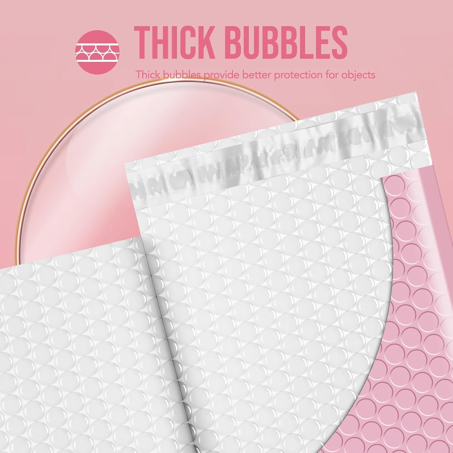 Fuxury Bubble Mailers 8.5x12" Large Bubble Envelopes 40 Pack Usable Size 8.5x11" Thick Padded Mailers for Mailing Books Magazines Clothes Small Business, Light Pink #2