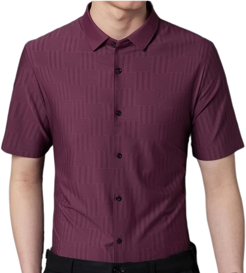 Touch Skin Friendly Men's Casual Shirt Men's Seamless Short-Sleeved Shirt