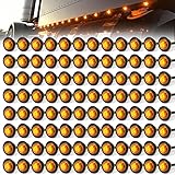 MADCATZ 100Pcs 3/4'' Amber Round 3 LED Bullet Marker lights, Front Rear Side LED Marker Lights, Clearance Lights, Trailer Marker Lights for Truck RV Car Bus Van Pickup ATV Boat Caravan