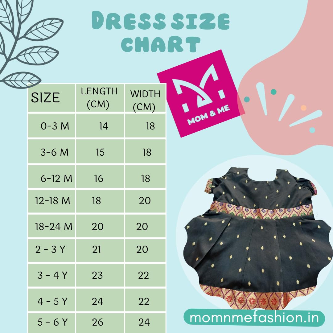 Mom and Me Baby Girls' Black Acrylic Cotton Dress Traditional Elegant Frock for 0-5 Years| Perfect for Festivals Family Gatherings, Celebrations (in, Age, 6 Months, 12 Months, Regular, Orange) - Image 6 thumbnail