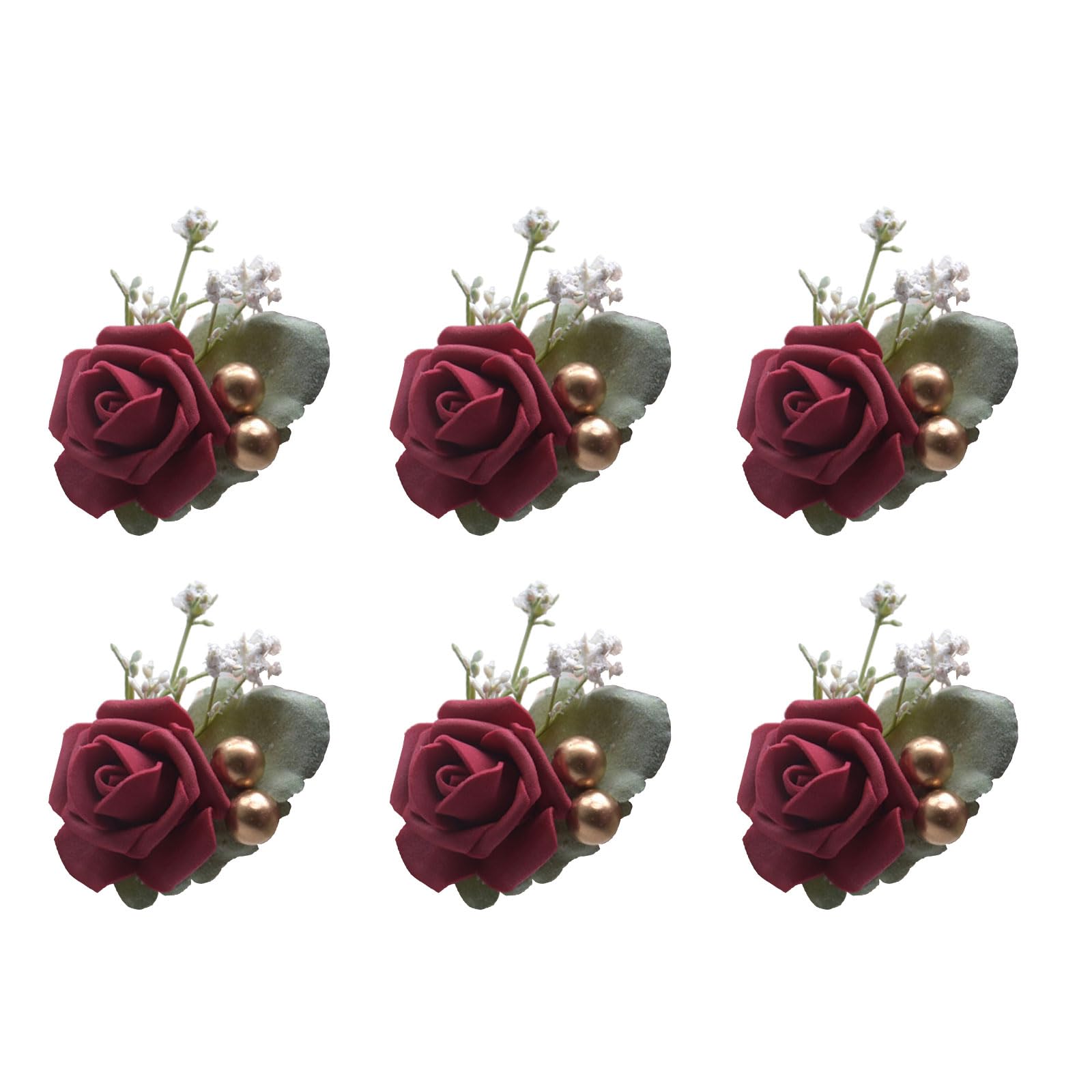 6Pcs Rose Wrist Corsages Wristband for Bridal and Bridesmaid, Wrist Corsages for Wedding Ceremony Anniversary Proms for Women for Wedding for Mother of Bride for Proms and Boutonnieres Set for