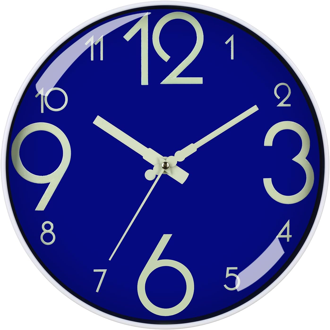 BECANOE Wall Clocks Night Light Function Blue Battery Operated 12 Inch Non Ticking