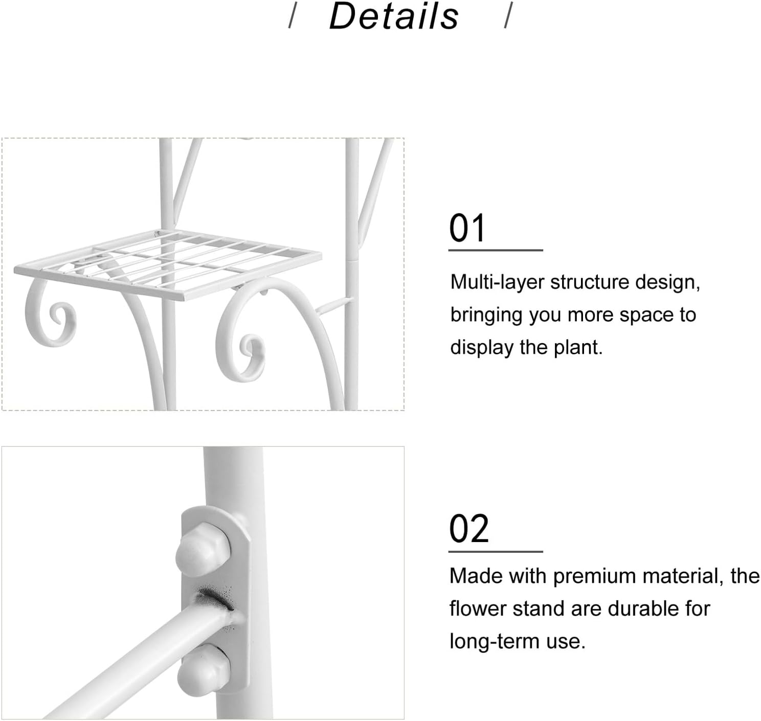 VICASKY Stable White Iron Plant Pot Stand Indoor Flowerpot Rack Large Capacity Thickened Plant Holder Shelf for Balcony Garden Organizer
