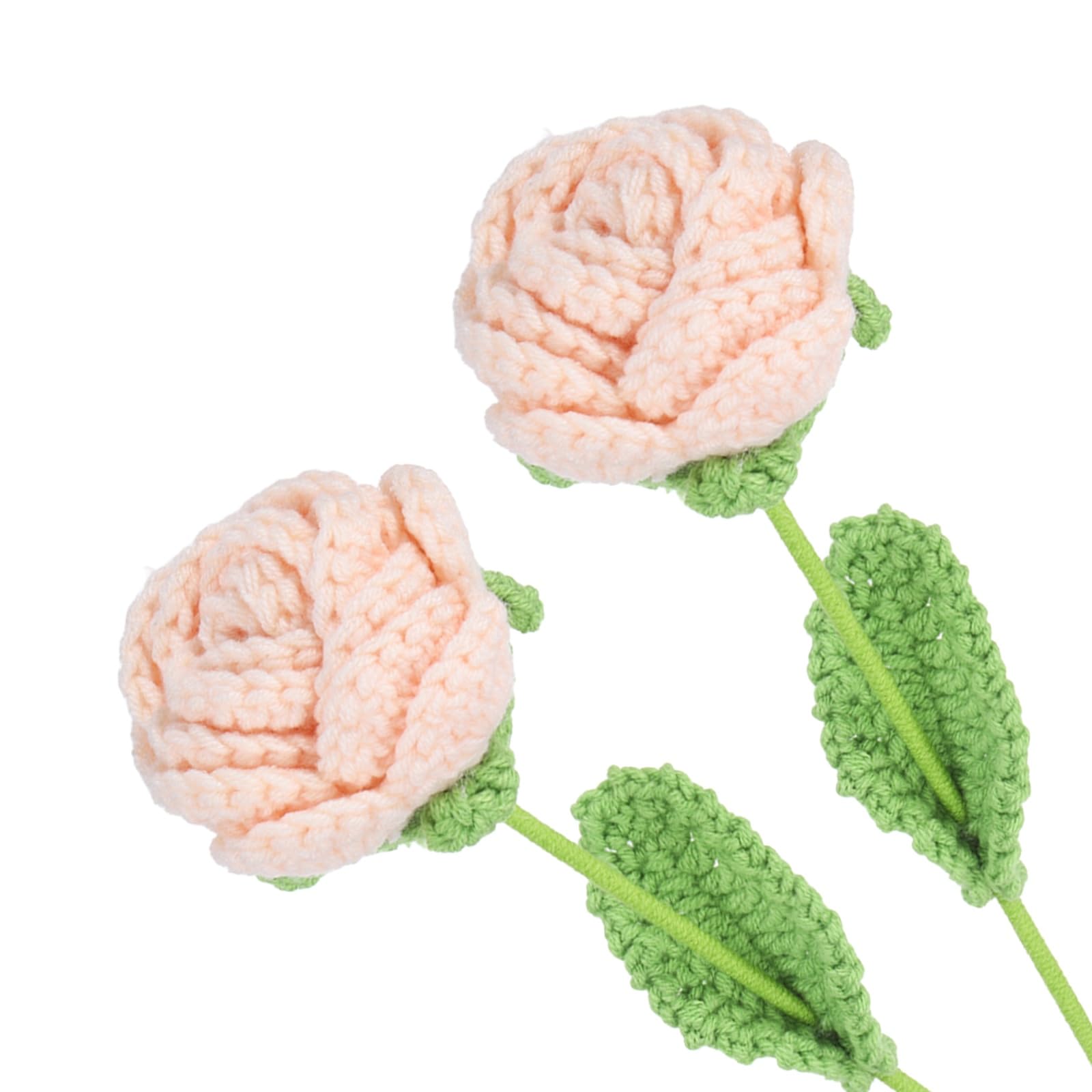 sourcing map 2Pcs Crochet Flower, Rose Handmade Knitted Bouquet Crochet Artificial Flowers for Home Decor Mother's Day Birthday Wedding Graduation Bouquet, Beige