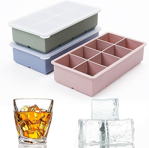 Bandejas grandes para cubitos de hielo con tapa, paquete de 3 moldes grandes de silicona SAWNZC para cócteles de whisky, bandejas de hielo cuadradas disponible en Yaxa Venezuela