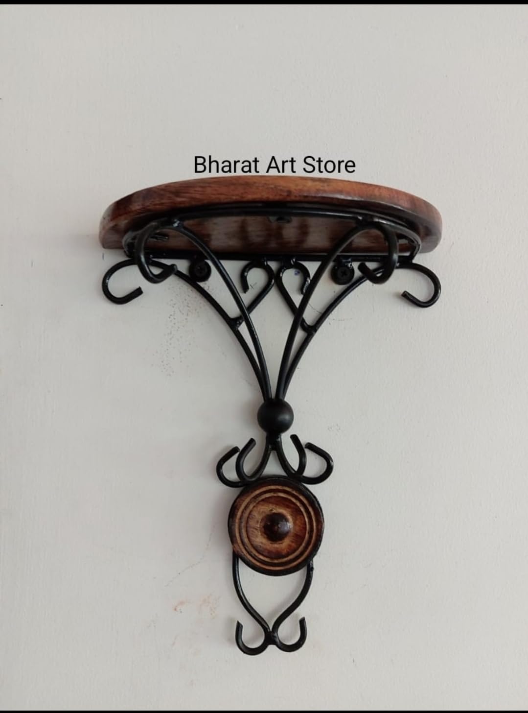 Bharat Art Store Wall Shelf Decor for Living Room, Photo Frame, Flower Pot, WiFi- Home and Office Wooden & Wrought Iron Fancy Wall Shelf (Brown & Black, Size - 8 x 4 x 9.5 Inches)-image-26