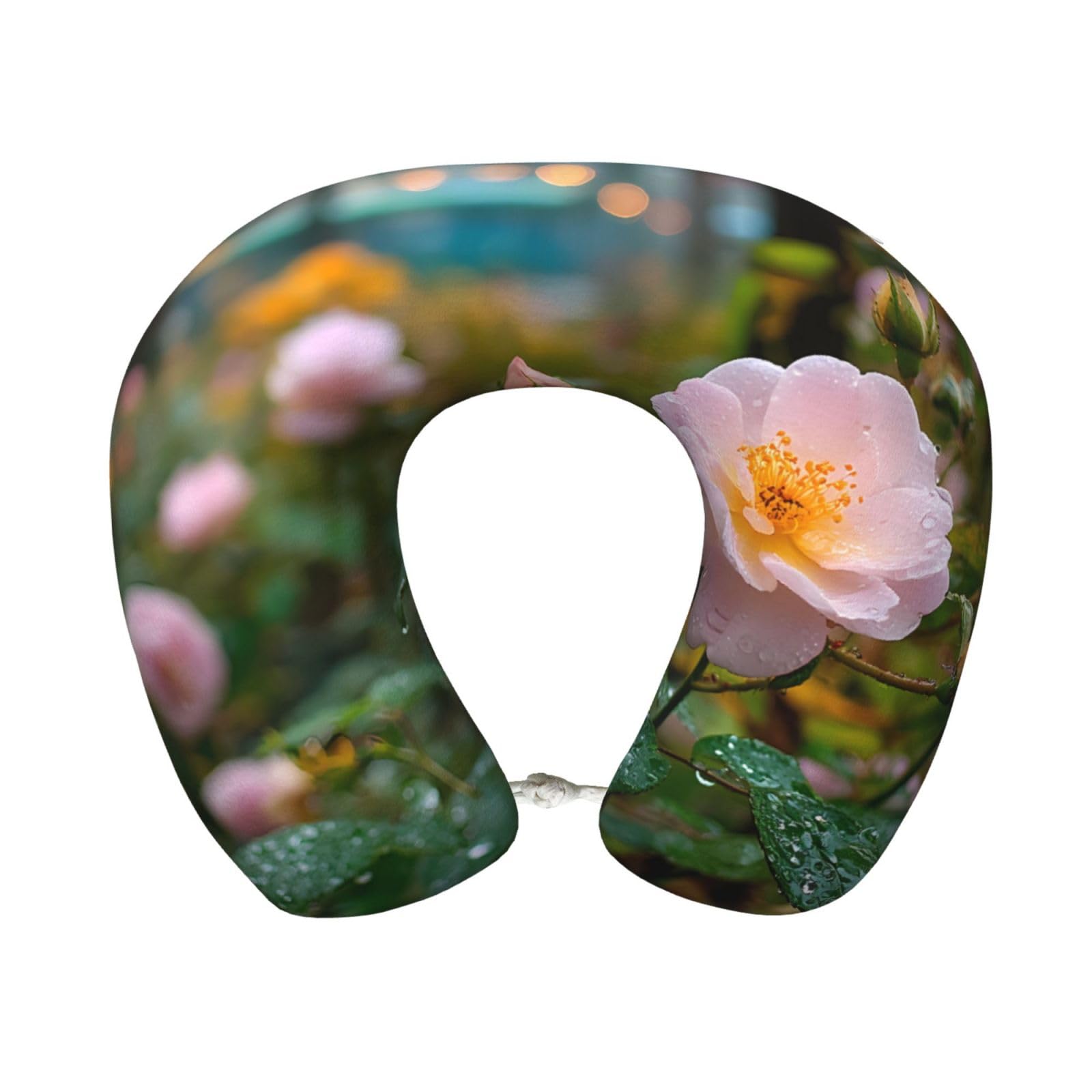BOAIHH Morning Garden Memory Foam Travel Pillow for Soft Comfort Fits Snugly for Naps Office, and Airplane Use