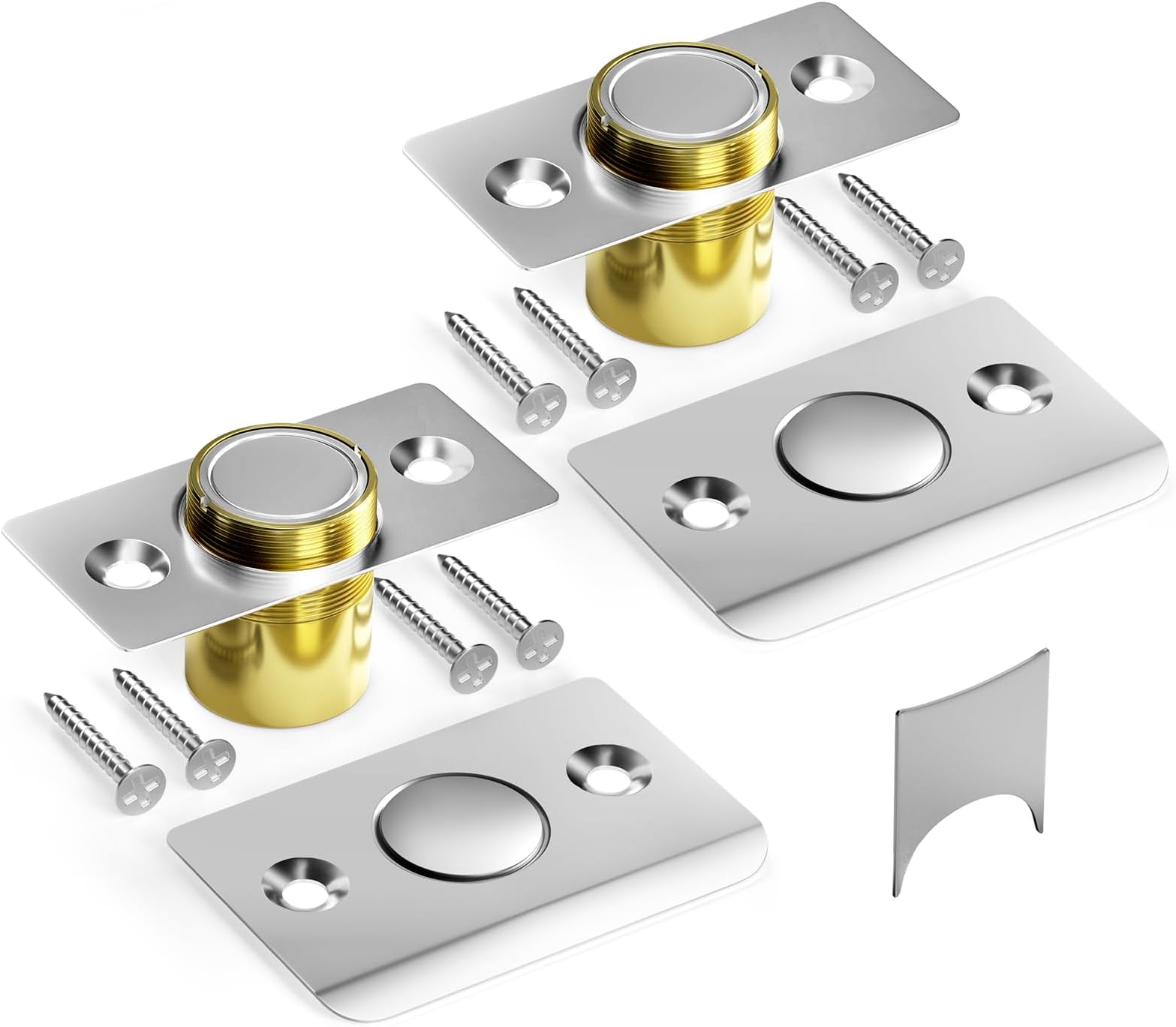 Tonitrui Silent Ball Catch, Adjustable Strong Magnet Door Catch，Using Noise Free, Replacing Door Ball Catch, with Identical Installation Dimension(2 Pack, Silver)