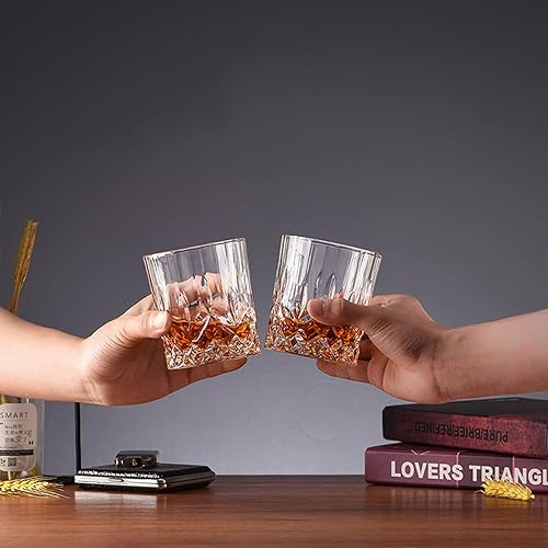 Miniatura 6 de Juego de 8 vasos de whisky de cristal (compra 6, obtén 2 gratis), vasos de whisky de 11 onzas antiguas, vasos de cóctel de bourbon, vasos de barra
