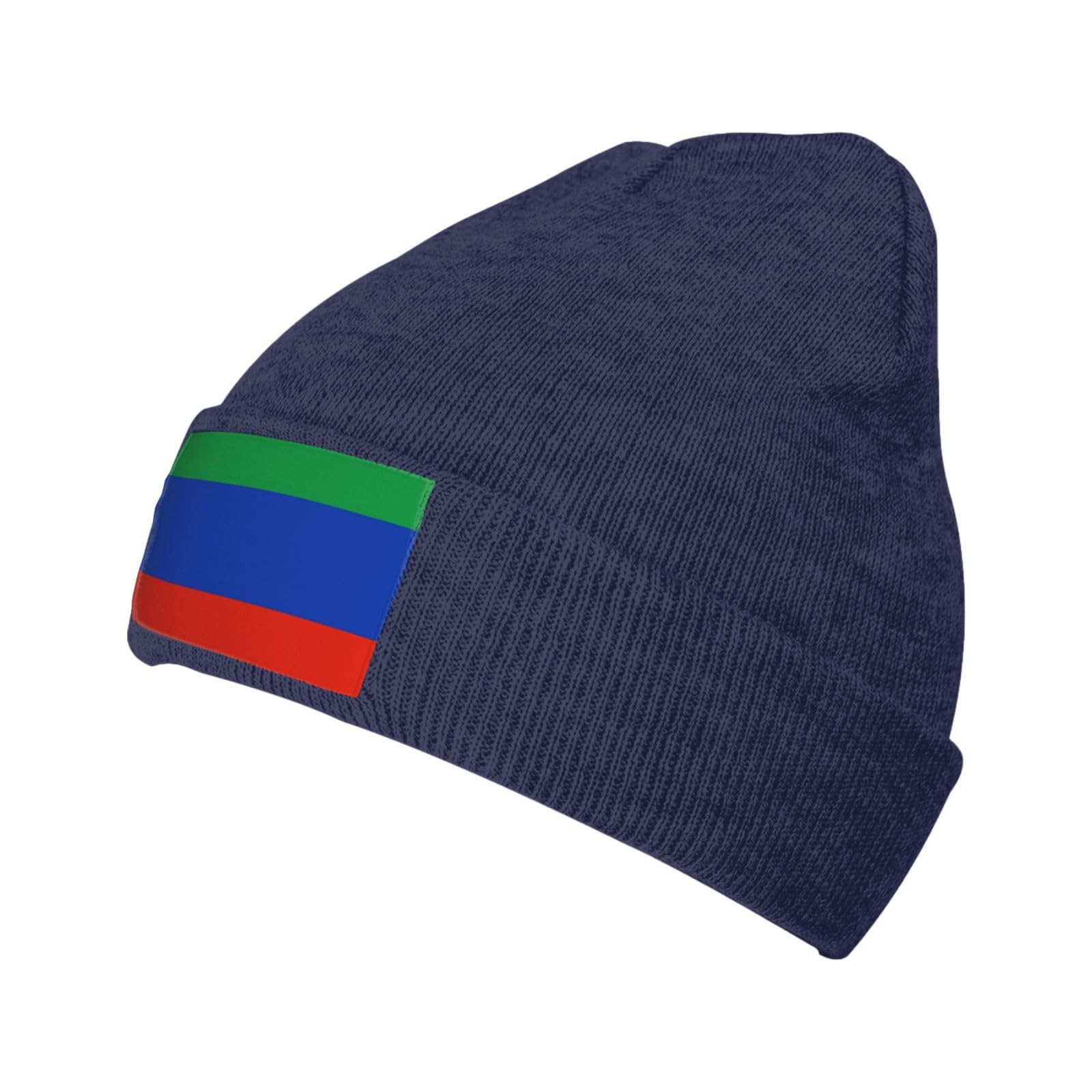 Dagestan Flag Beanie Hat for Men Women Winter Warm Knit Cuffed Hats Acrylic Skull Cap Navy Blue