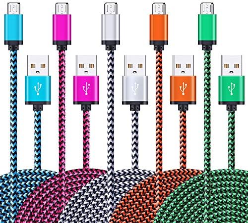 Micro USB Cable, [5 Pack 3ft/0.9m] Android Charger Cable Fast Charging Lead Nylon Braided Cord for Samsung Galaxy S7 S6 J7 J6 J5 J3 A6 Note 5, PS4, Huawei, Xiaomi, LG, Sony, Xbox, Nokia