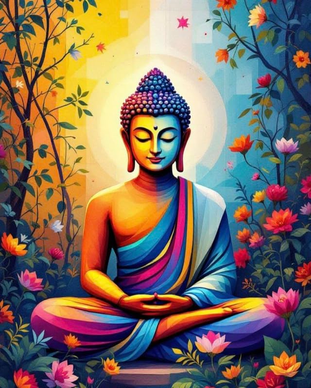 Image of TULIP N TURTLE Buddha Glow DIY 5D Diamond Painting Kit Round Dril Cross Stitch