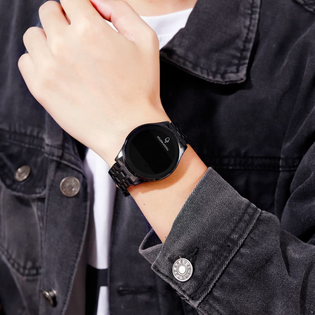 Gosasa Montre de poignet en acier inoxydable avec écran tactile numérique LED, imperméable, pour homme et femme, sportif, décontracté, Noir