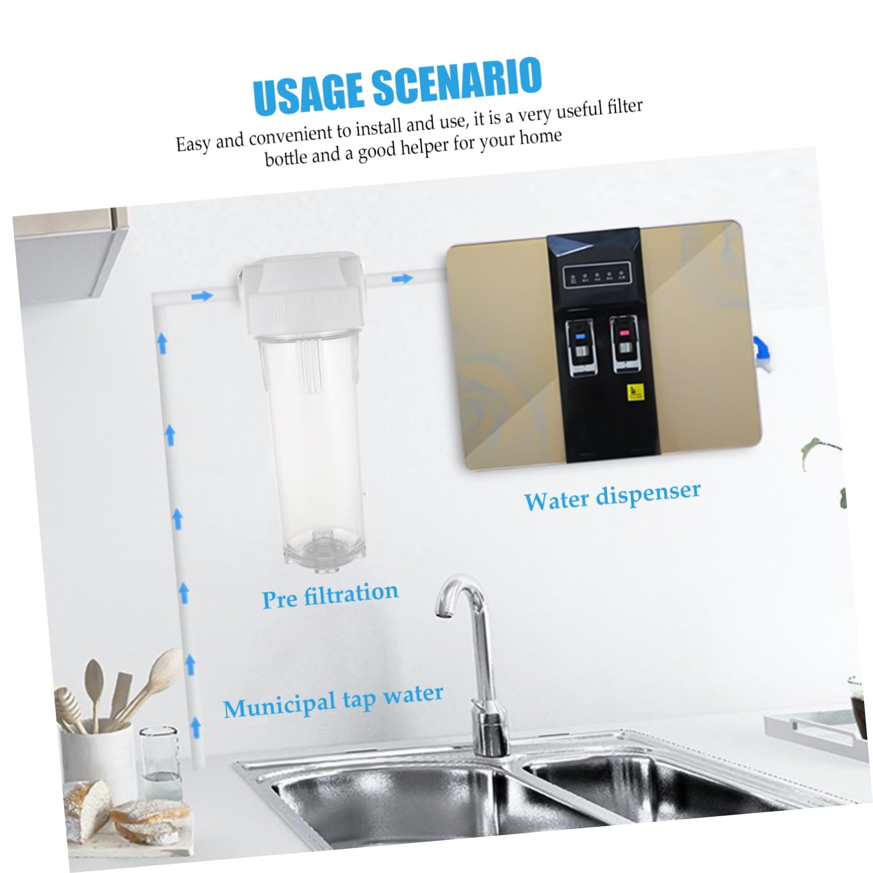 Bouteille Filtrante 10 Pouces Antidéflagrante pour Purificateur D'eau, en Pet et Pp, Filtre les Impuretés, Cuisine et Robinet