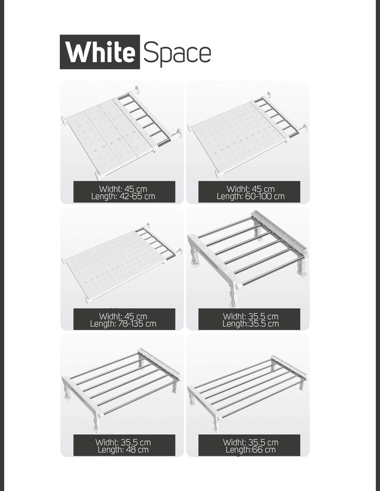WhiteSpace Expandable Closet Tension Shelf Stainless Steel 16.5 in