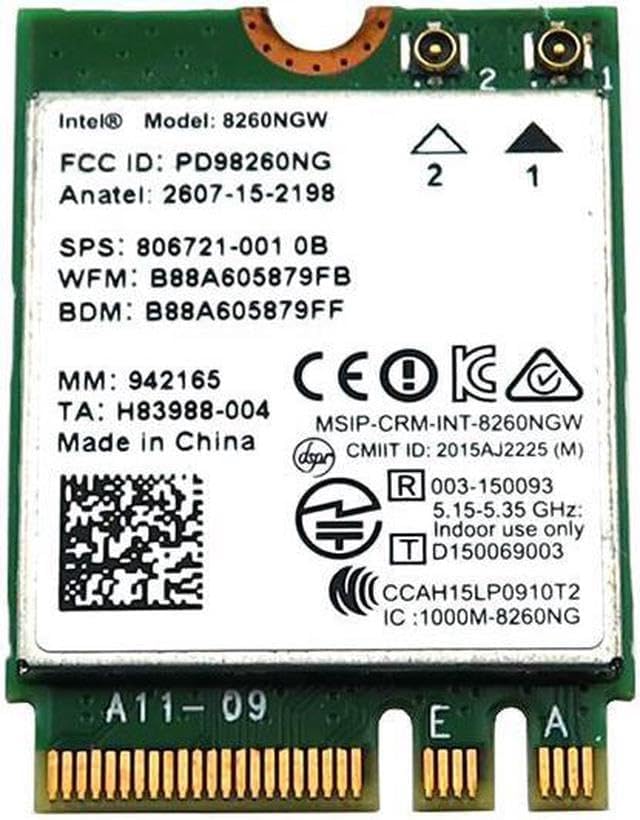 Legacy M.2 Wi-Fi Adapter for Intel 8260 Wireless-AC | 867Mbps WiFi with Bluetooth 4.2 | 2.4GHz &amp; 5GHz Network Card | Works with Intel, AMD, Linux &amp; Windows | 8260NGW Wireless Adapter