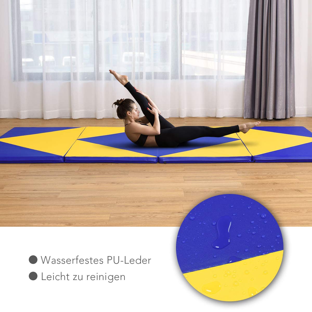 COSTWAY 300 x 120 x 5 cm Weichbodenmatte | Gymnastikmatte klappbar | Yogamatte verbindbar | Turnmatte groß | Klappmatte | Fitnessmatte Farbwahl