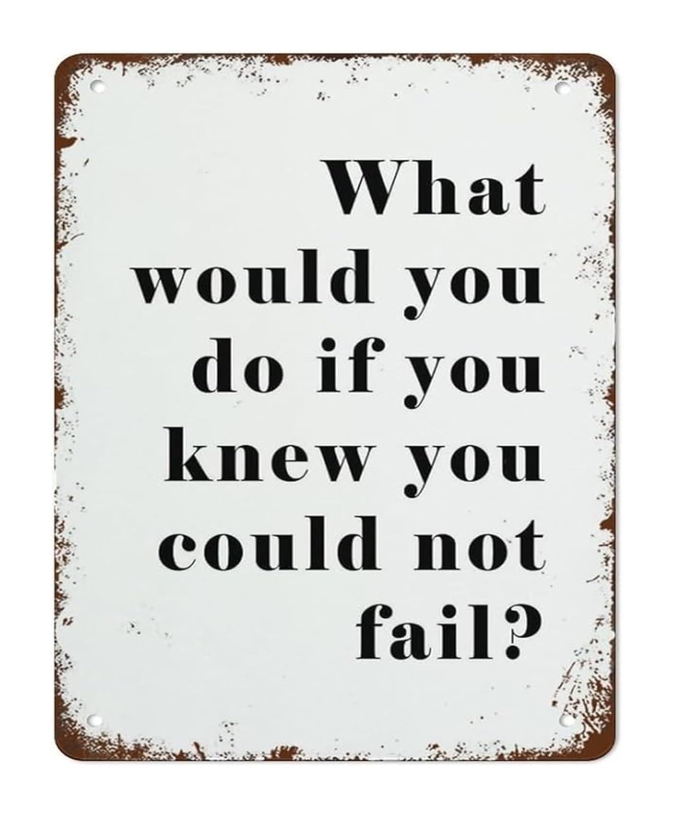 NWPNLXEA What Would You Do If You Knew You Could Not Fail Retro Vintage Tin Sign Funny Motivational Wall-Art For Workspace Cafe 8 X 12 in