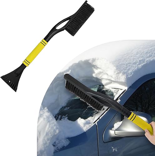 Rascador de nieve y cepillo de 24 pulgadas, rascador de hielo desmontable sin arañazos con agarre ergonómico de espuma, herramienta universal de