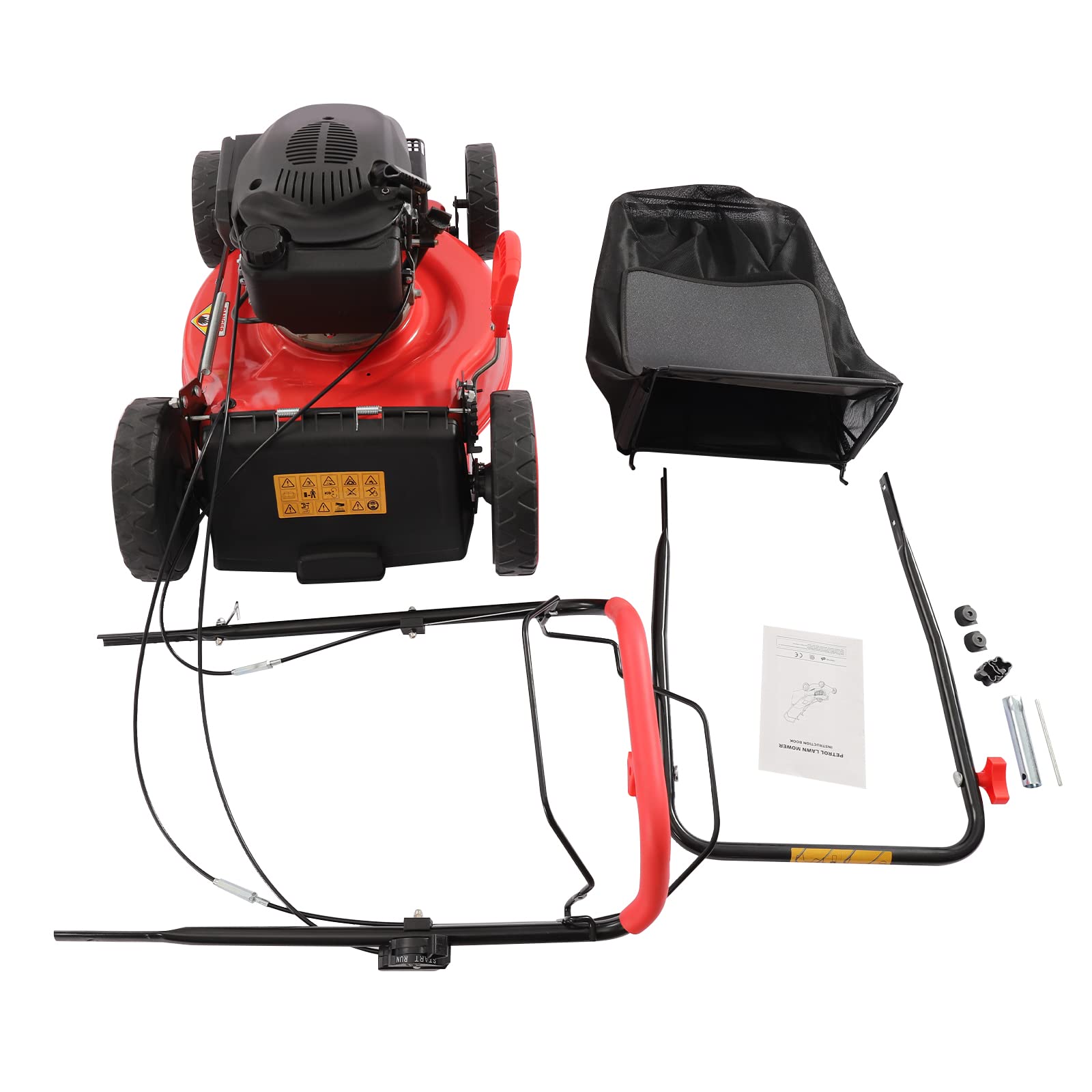 Cortacésped de gasolina de 4 tiempos de 1,6 L, motor autopropulsado de 173 cc, 51 cm, suministro de gas, 4000 W, 6,0 HP