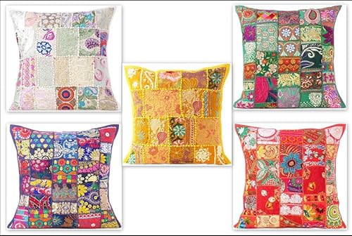 THRIVING Set of 5 Pcs Decorative Patchwork Boho Throw Pillow