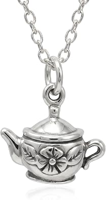 Teapot Sterling Silver Charm Necklace for Women
