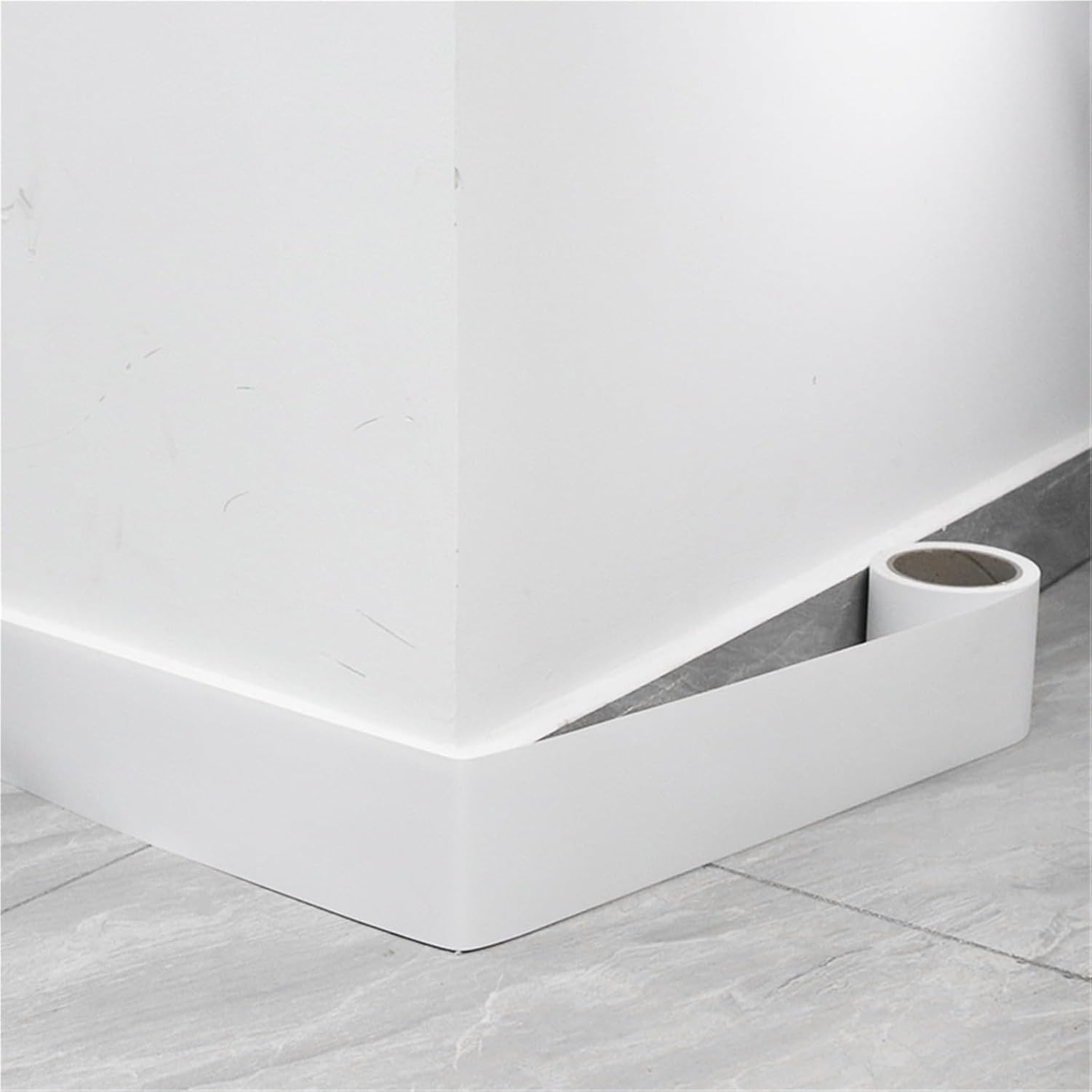Cinta de PVC adhesiva para bordes de zócalo y, Blanco brillante, 1 x 15 cm
