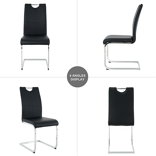 Miniatura 9 de yeag Juego de 2 sillas de comedor modernas, sillas de cocina tapizadas con respaldo alto, sillas de comedor de piel sintética con patas de metal