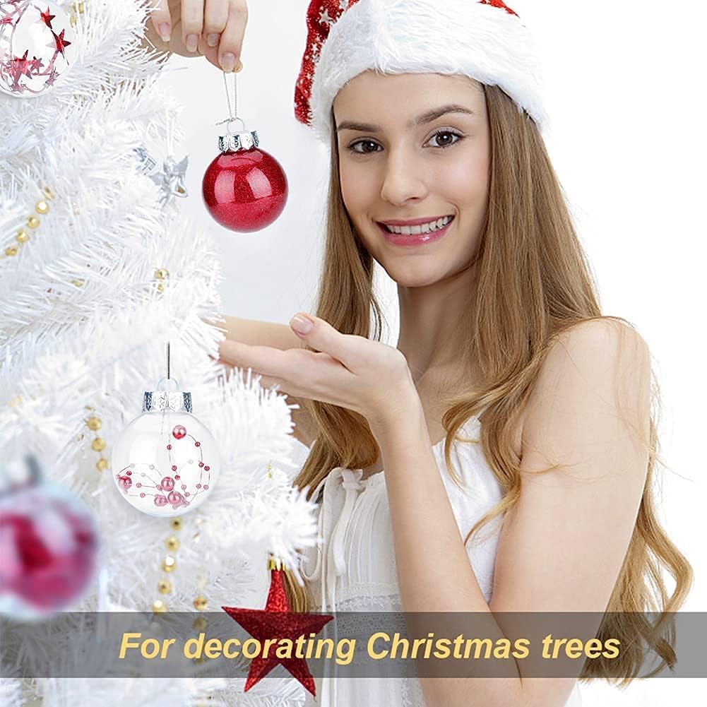 24 Piezas de 6 cm Bola Colgante de Navidad decoración del árbol de Navidad Juego Festivo decoración de Fiesta Colgante (Rojo)