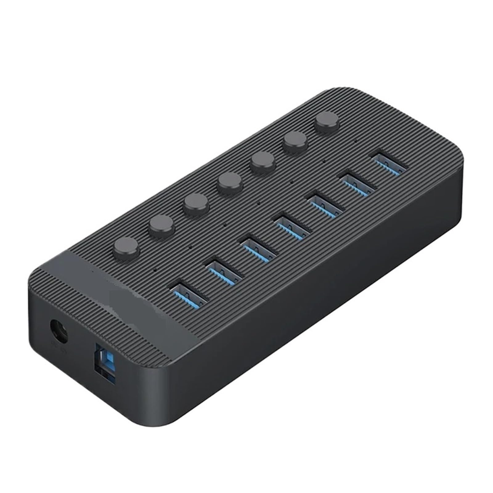 Puerto Múltiple Alimentado por USB, Divisor De Concentrador, Interruptor Encendido Y Apagado, Base con Varias Ranuras 3,0, Cargador, Adaptador Regleta(Black 7 USB)