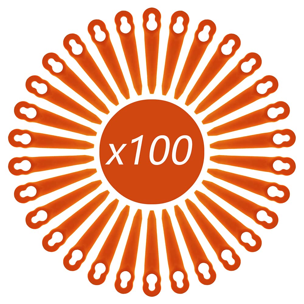 FourShow Lot de 100 Lames Compatible pour Coupe Bordure Stihl PolyCut 2-2 PolyCut 3-2, FSA 45 FSA 57 FSE 52, Lames en Plastique pour Coupe Bordure Stihl sans Fil