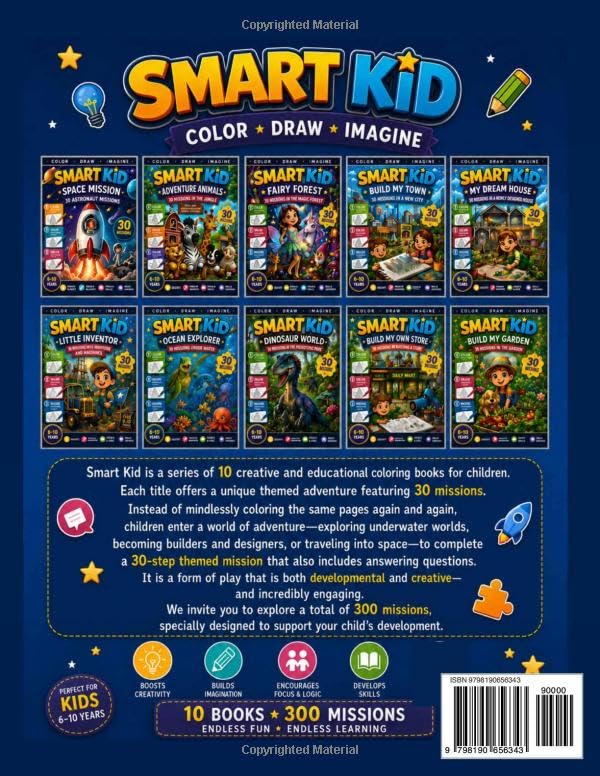 Smart Kid: Adventure Animals : A Creative Coloring and Activity Book to Color, Draw, Design and Imagine Your Own Home - 30 Fun Missions for KIds Ages 6-10 image 3
