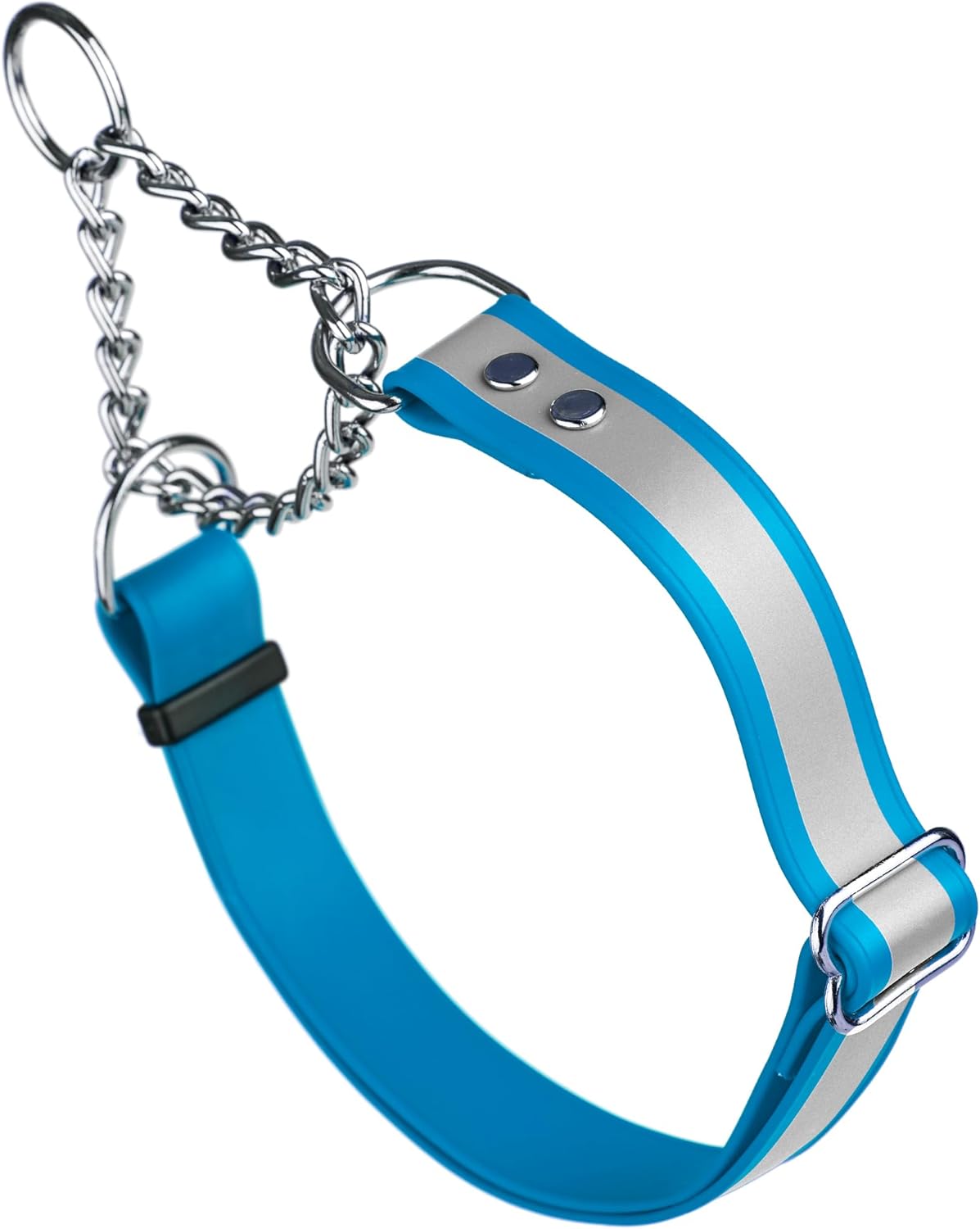 Dogline Martingale Waterproof BioThane Dog Collar – Premium Safety Adjustable Dog Collar with Reflective Strip – Dog Collar Herm Sprenger Assembly Chain – Comfortable and Lightweight – Easy to Clean