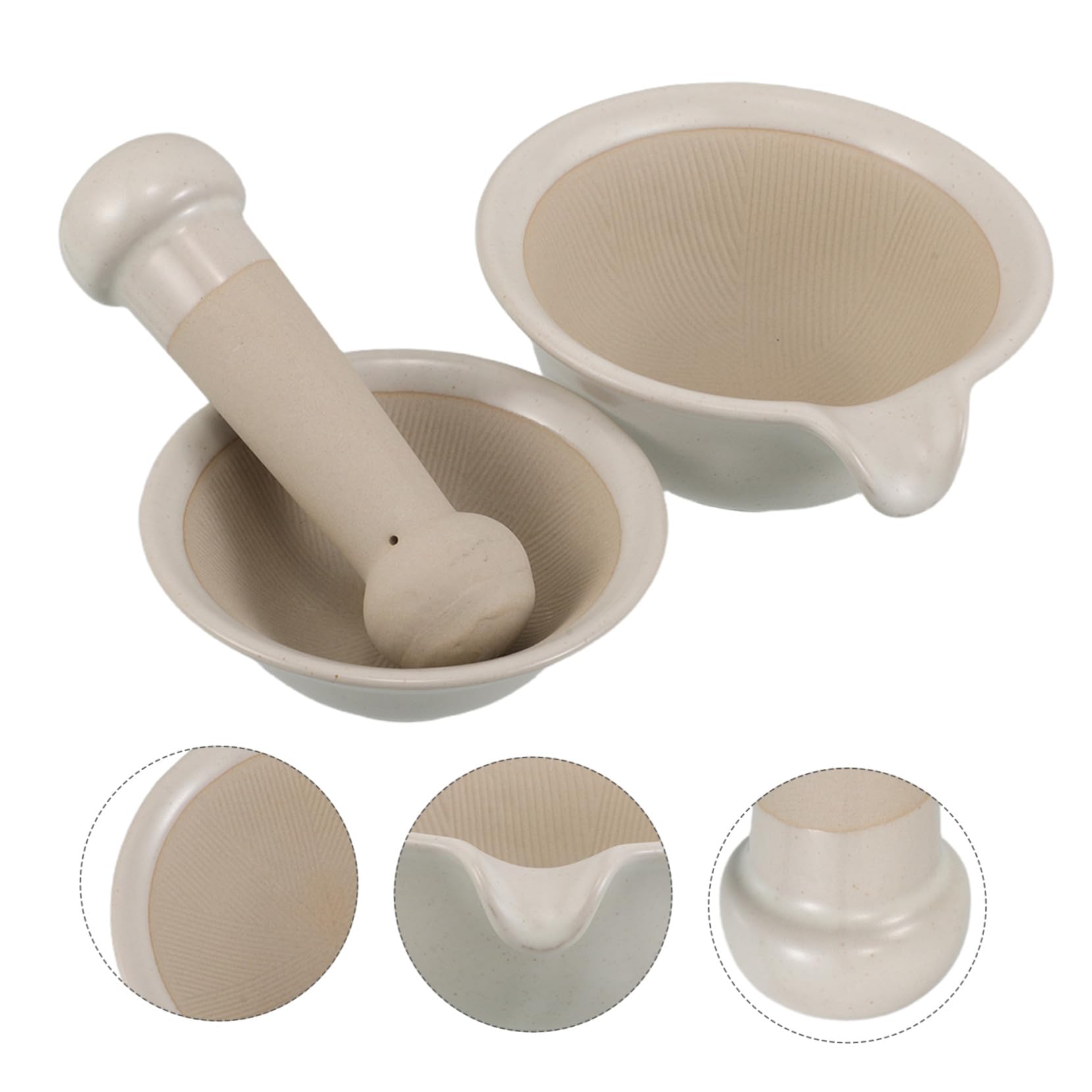 Food Masher Set Keramik Reisschale mit Stößel Leiser Manueller Brei-zubereiter Tragbar Für Babyernährung und Familienausflüge Japanisches Design