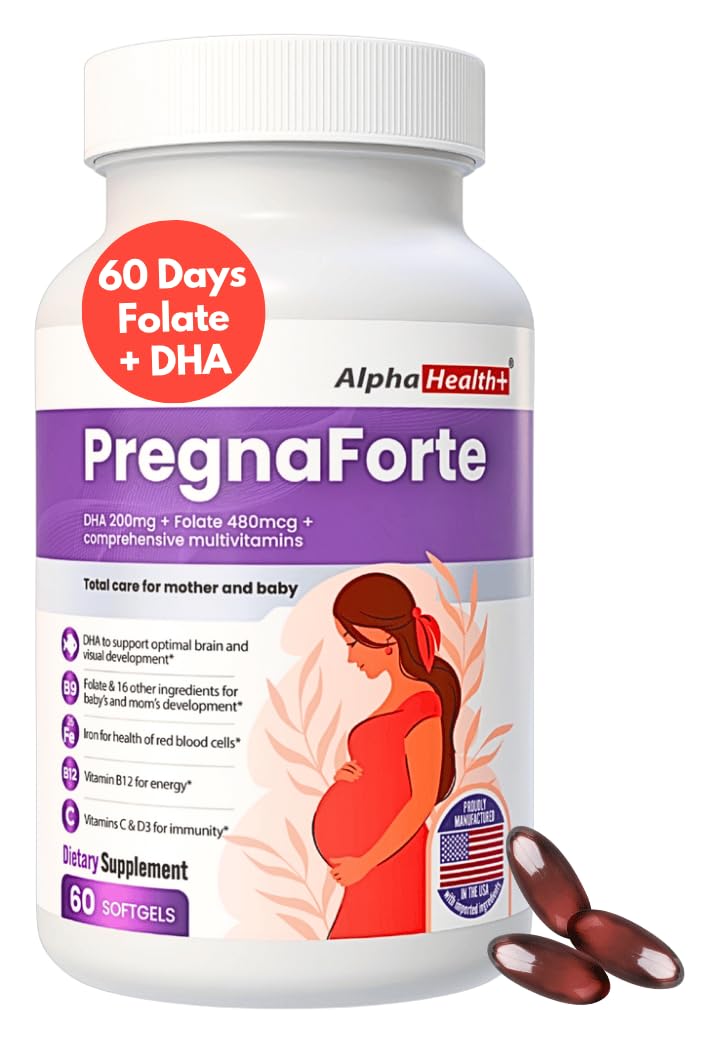 Pregnaforte 1 a day Prenatal vitamins for women 2 month DHA + Folic acid