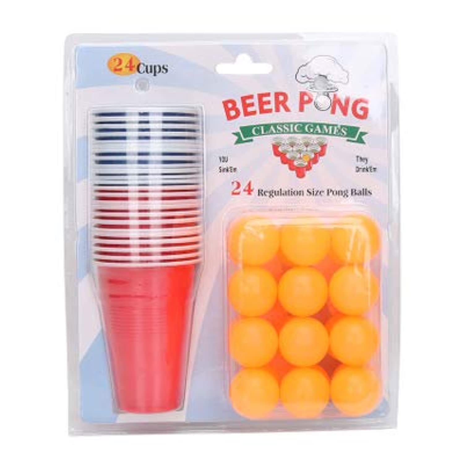 Beer Pong Set, 24 Cups and 24 Ping Pong Balls