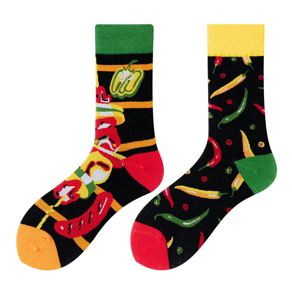 Calcetines Divertidos Unisex para Mujer y Hombre con Diseños Asimétricos en Par - Temas Animales, Comida, Fruta, Deporte y Arte en Algodón - Ideal para Regalos — view 166
