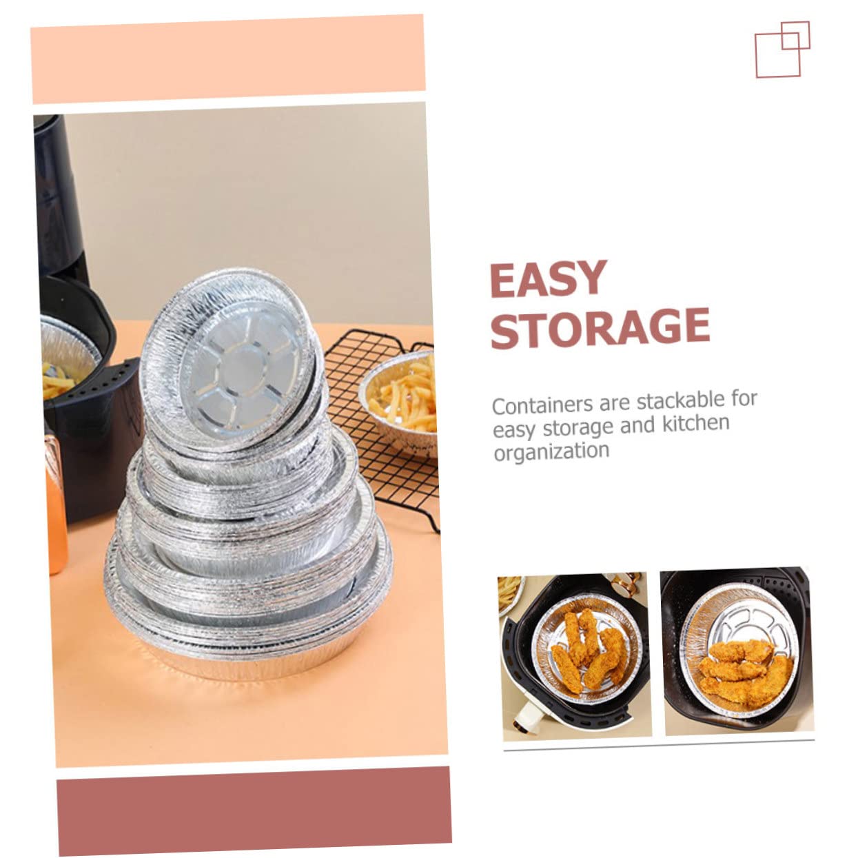 SOLUSTRE 4sets Round Baking Bowls Aluminum Foil Containers for Air Fryer Bbq Use Convenient and Stackable Cooking Supplies 20pcs*4